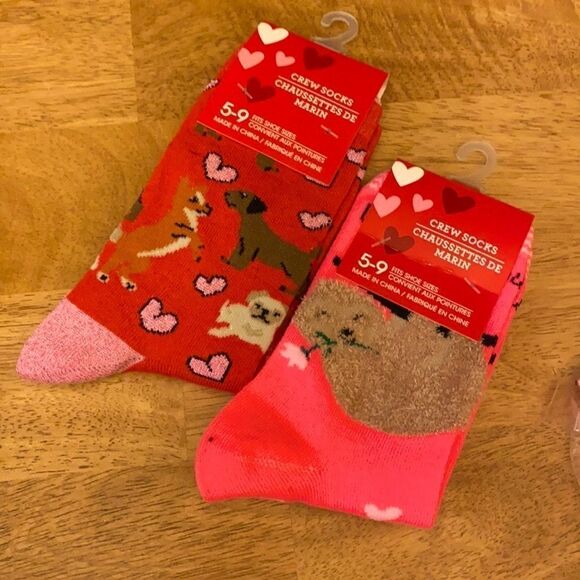 Valentine’s Day Bundle! Hearts, Sloth, and French Bulldog Socks! - Picture 1 of 5